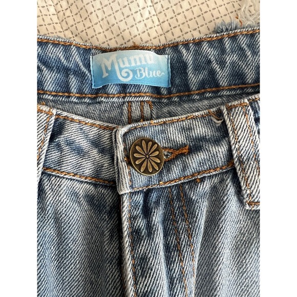 MuMu Jeans Women's High Rise Wide Leg Cropped Distressed Raw Hem Size XS - Picture 2 of 5